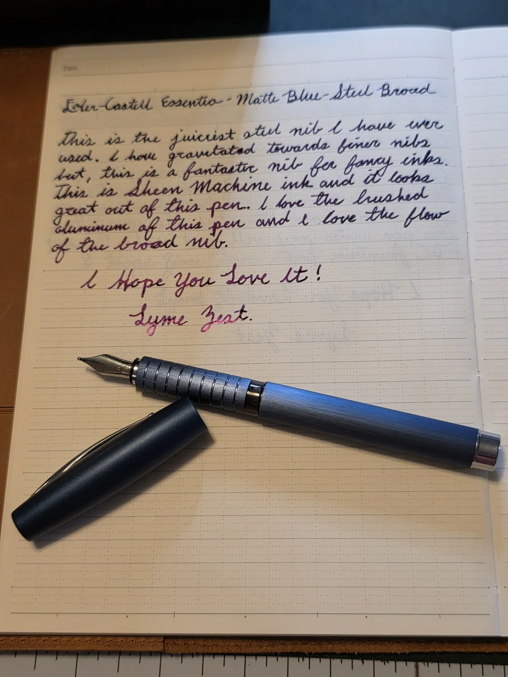 Faber-Castell Essentio Fountain Pen- Matte Blue - Steel Nib, Broad.